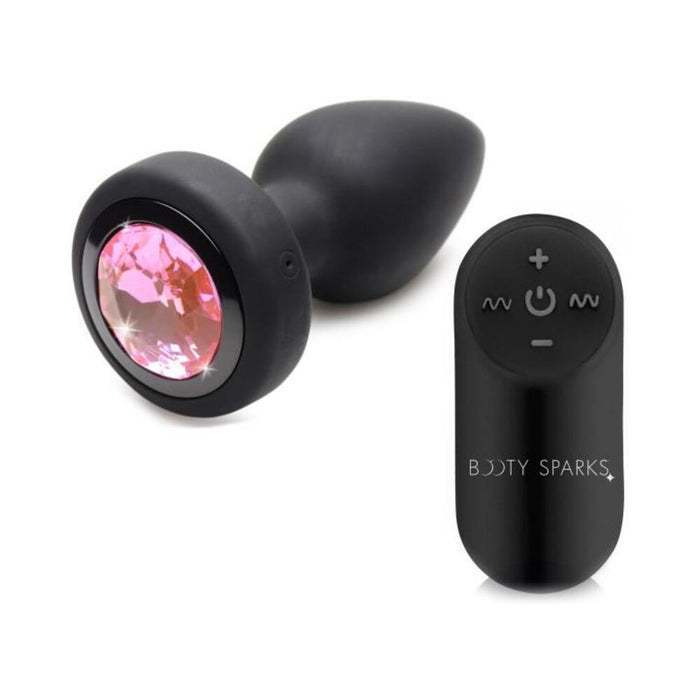 28x Vibrating Silicone Pink Gem Anal Plug - Small - SexToy.com