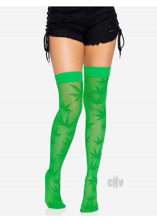 420 Net Thigh Highs Os Green - SexToy.com