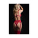 4pc Bra Garter Belt Thong & Stocking Set Red O/s - SexToy.com