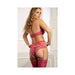 4pc Wired Cups Halter Bra Garter Thong & Stockings Rose Carnation O/s - SexToy.com