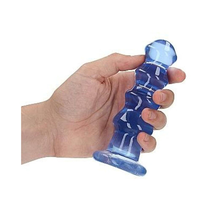 Realrock Crystal Clear Curvy 5.5 In. Dildo/plug Blue | SexToy.com