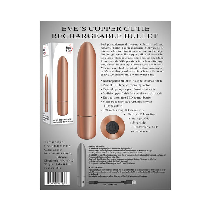 Adam & Eve - Eve's Copper Cutie Rechargeable Bullet - SexToy.com