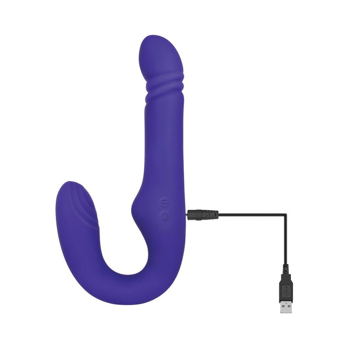 Adam & Eve - Eve's Ultimate Thrusting Strapless Strap-on Silicone Rechargeable Purple - SexToy.com