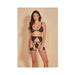 All Eyes On Me Eyelash Lace Bralette, Garterbelt & Strappy G-string Black Md - SexToy.com