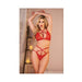 Allure Margot Lace Bralette & Crotchless Panty Red O/s - SexToy.com