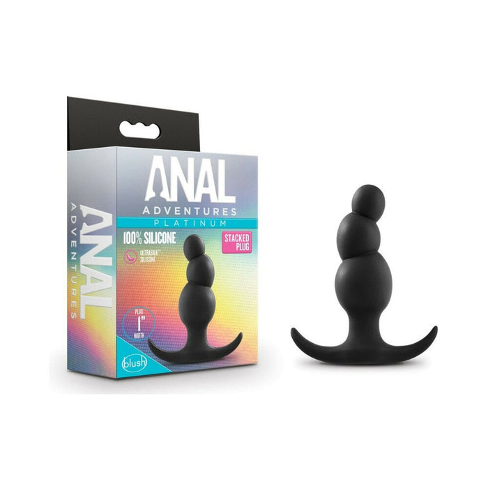 Anal Adventure Platinum Stacked Plug Black - SexToy.com