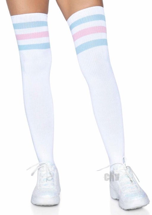 Athlete Thigh Hi 3 Stripe Top Os Pnk/blu - SexToy.com