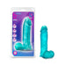 B Yours Plus Mount N' Moan 9 In. Dildo With Balls & Suction Cup Teal - SexToy.com