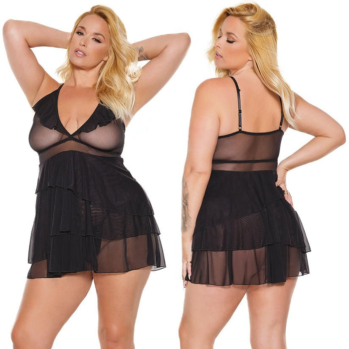 Babydoll & G-String-Black O/S X - SexToy.com