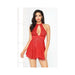 Babydoll Strappy Waist & Panty Criss Cross Waistband Red Sm - SexToy.com