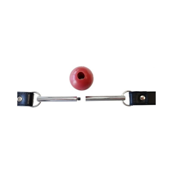 Ball Gag - Black With Removable Red Ball And Stainless Steel Rod | SexToy.com