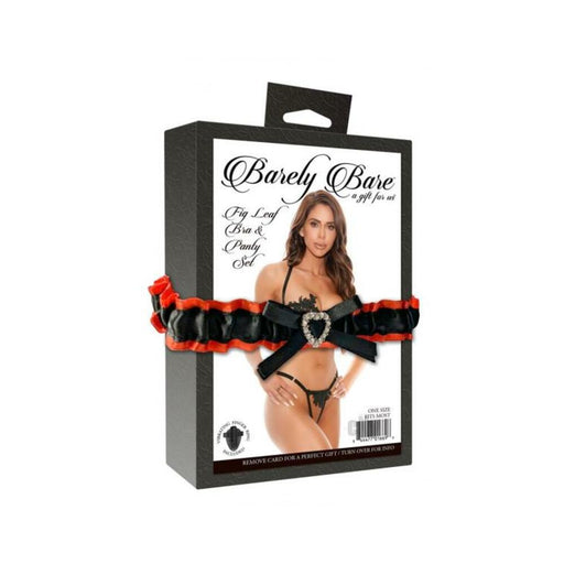 Barely Bare Fig Leaf Bra & Panty Set Black O/s | SexToy.com