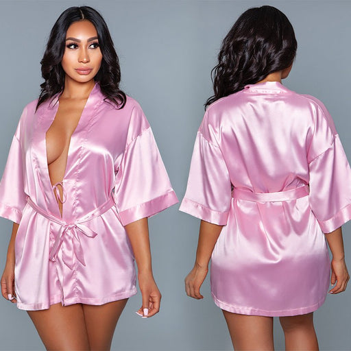 BeWicked Satin Robe-Pink 1X - SexToy.com