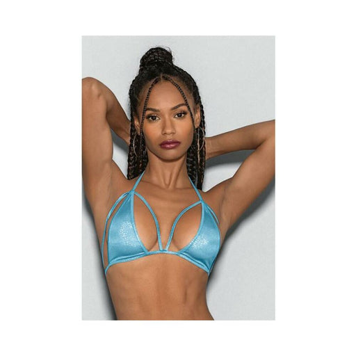 Blue Crystal Black Light Dancewear Tri Bra Blue O/s - SexToy.com