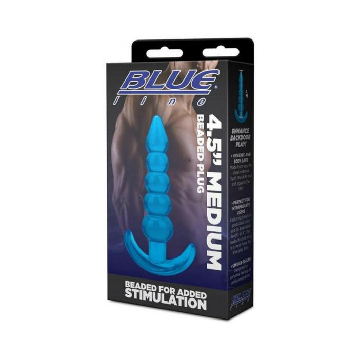 Blue Line C & B 4.5" Beaded Plug - Jelly Blue Medium - SexToy.com