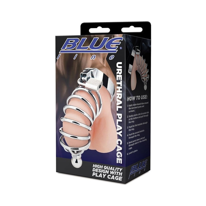 Blue Line Urethral Play Cage - Silver - SexToy.com