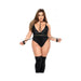 Bodysuit W/detachable Chain Wrist Straps & Harness Black 1x/2x - SexToy.com