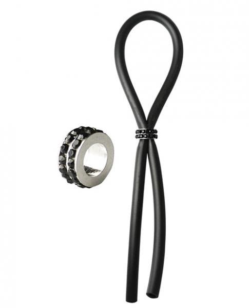 Bolo Silicone Lasso Ring Black Gems Bead Black | SexToy.com