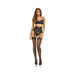 Bombshell Boudoir Strap Overlay Bra, Garter Belt & G-string Black Sm - SexToy.com