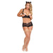 Bra & Split Crotch Short & Cat Ears Black Medium - SexToy.com