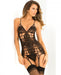 Caged Lace Garter Chemise & G-String Set Black M/L | SexToy.com