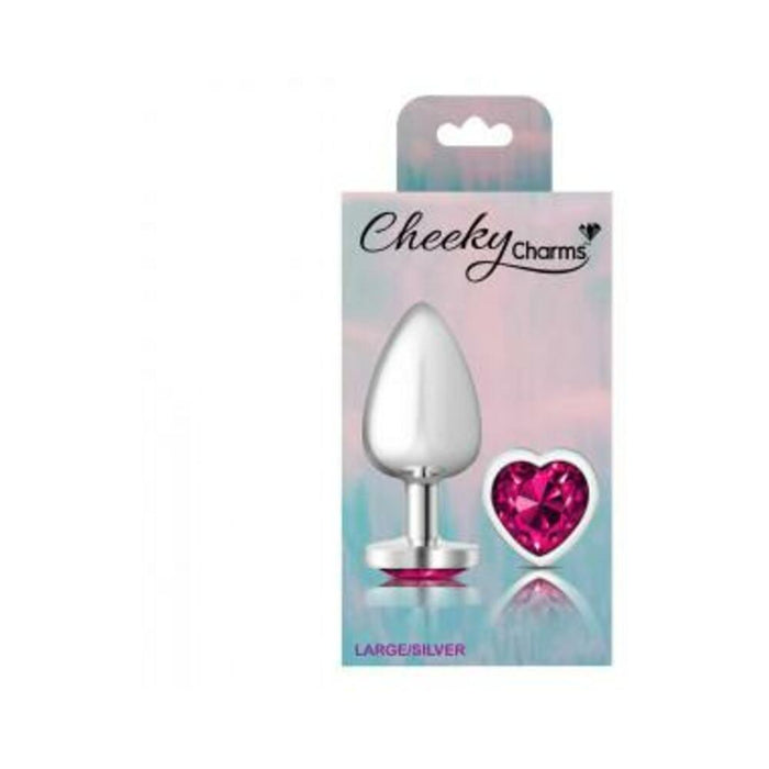 Cheeky Charms Heart Bright Pink Large Silver Plug - SexToy.com