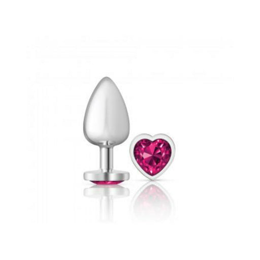 Cheeky Charms Heart Bright Pink Large Silver Plug - SexToy.com