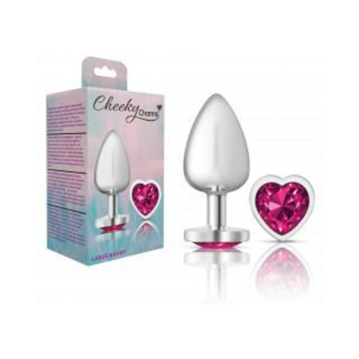 Cheeky Charms Heart Bright Pink Large Silver Plug - SexToy.com