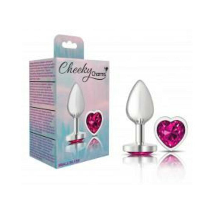 Cheeky Charms Heart Bright Pink Small Silver Plug - SexToy.com