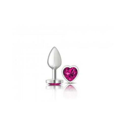 Cheeky Charms Heart Bright Pink Small Silver Plug - SexToy.com