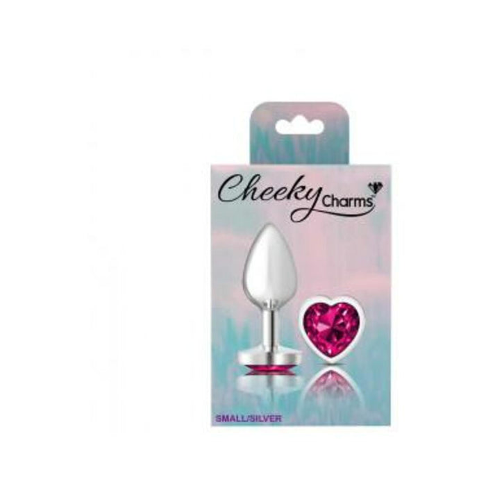 Cheeky Charms Heart Bright Pink Small Silver Plug - SexToy.com