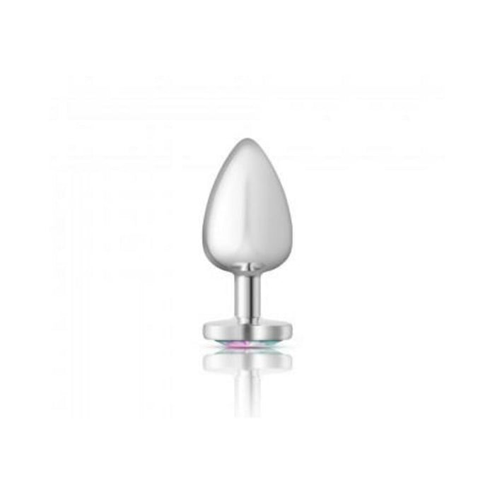 Cheeky Charms Heart Clear Iridescent Large Silver Plug - SexToy.com