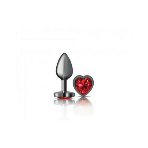 Cheeky Charms Heart Deep Red Small Gunmetal Butt Plug - SexToy.com