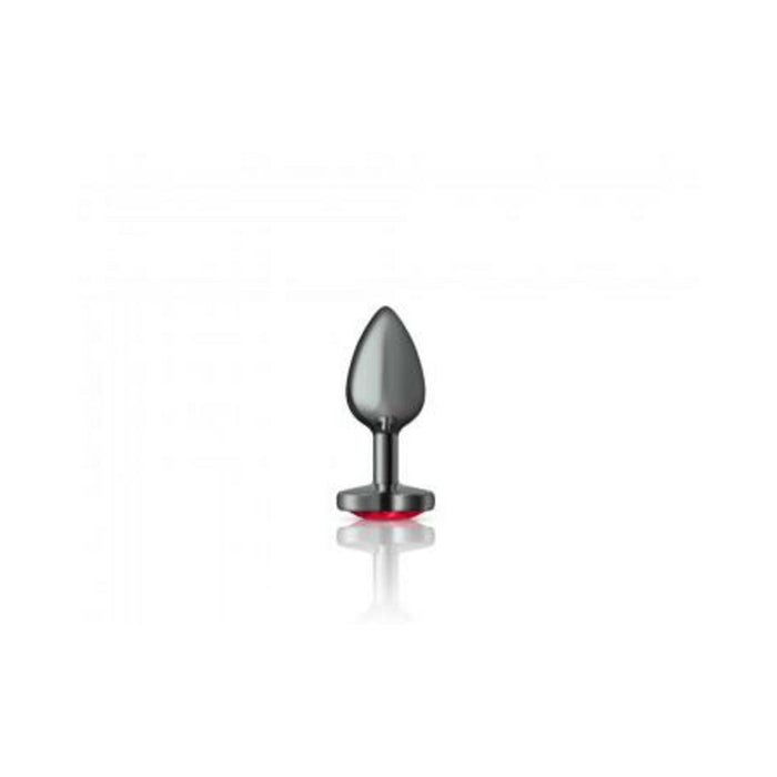 Cheeky Charms Heart Deep Red Small Gunmetal Butt Plug - SexToy.com