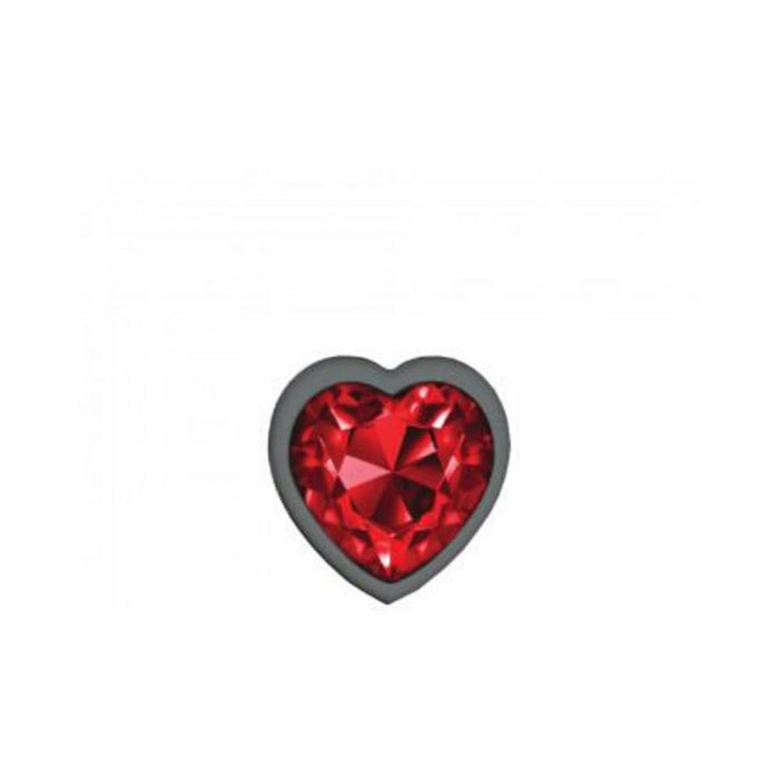 Cheeky Charms Heart Deep Red Small Gunmetal Butt Plug - SexToy.com