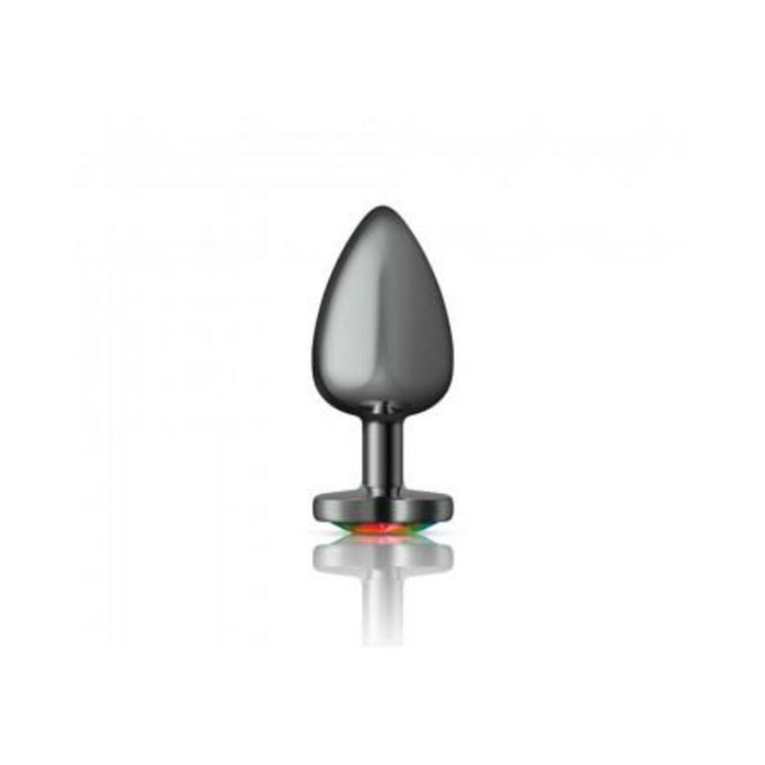 Cheeky Charms Heart Rainbow Large Gunmetal Butt Plug - SexToy.com