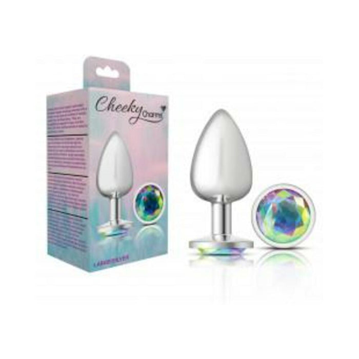 Cheeky Charms Round Clear Iridescent Large Silver Plug - SexToy.com