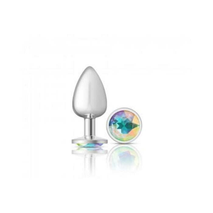 Cheeky Charms Round Clear Iridescent Large Silver Plug - SexToy.com