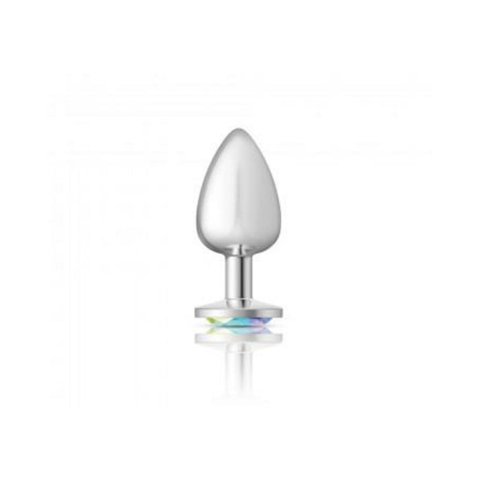 Cheeky Charms Round Clear Iridescent Large Silver Plug - SexToy.com