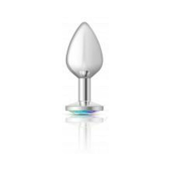 Cheeky Charms Round Clear Iridescent Medium Silver Plug - SexToy.com