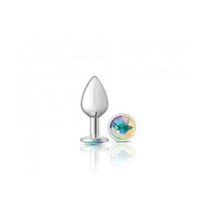 Cheeky Charms Round Clear Iridescent Medium Silver Plug - SexToy.com