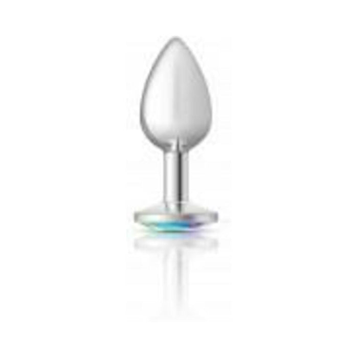 Cheeky Charms Round Clear Iridescent Small Silver Plug - SexToy.com