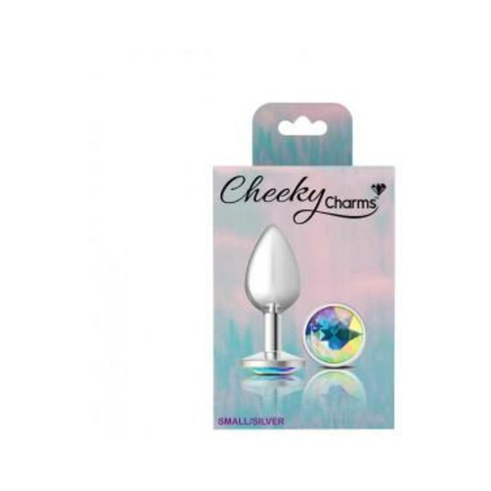 Cheeky Charms Round Clear Iridescent Small Silver Plug - SexToy.com