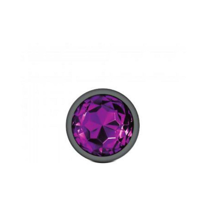 Cheeky Charms Round Purple Large Gunmetal Butt Plug - SexToy.com