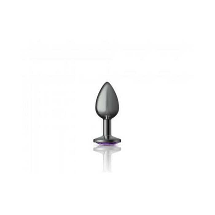 Cheeky Charms Round Purple Small Gunmetal Butt Plug - SexToy.com