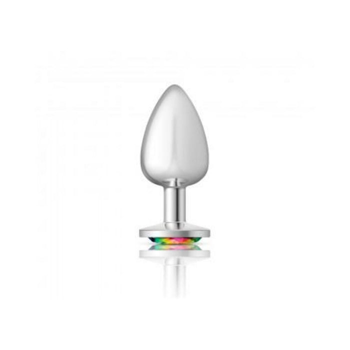 Cheeky Charms Round Rainbow Large Silver Plug - SexToy.com