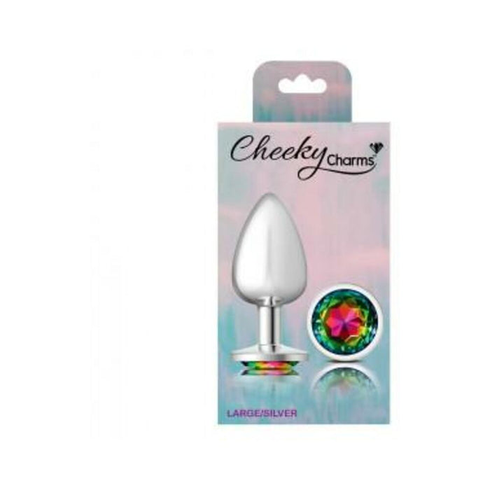 Cheeky Charms Round Rainbow Large Silver Plug - SexToy.com