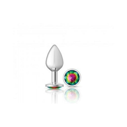 Cheeky Charms Round Rainbow Medium Silver Plug - SexToy.com