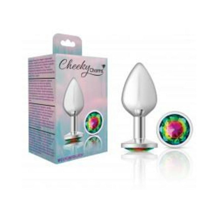 Cheeky Charms Round Rainbow Medium Silver Plug - SexToy.com