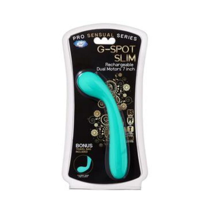 Cloud 9 G-Spot Slim 7 inches Dual Motors Teal Green Vibrator - SexToy.com